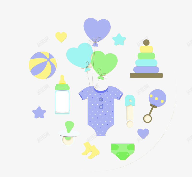 可爱婴儿用品png免抠素材_新图网 https://ixintu.com 卡通 可爱 婴儿用品