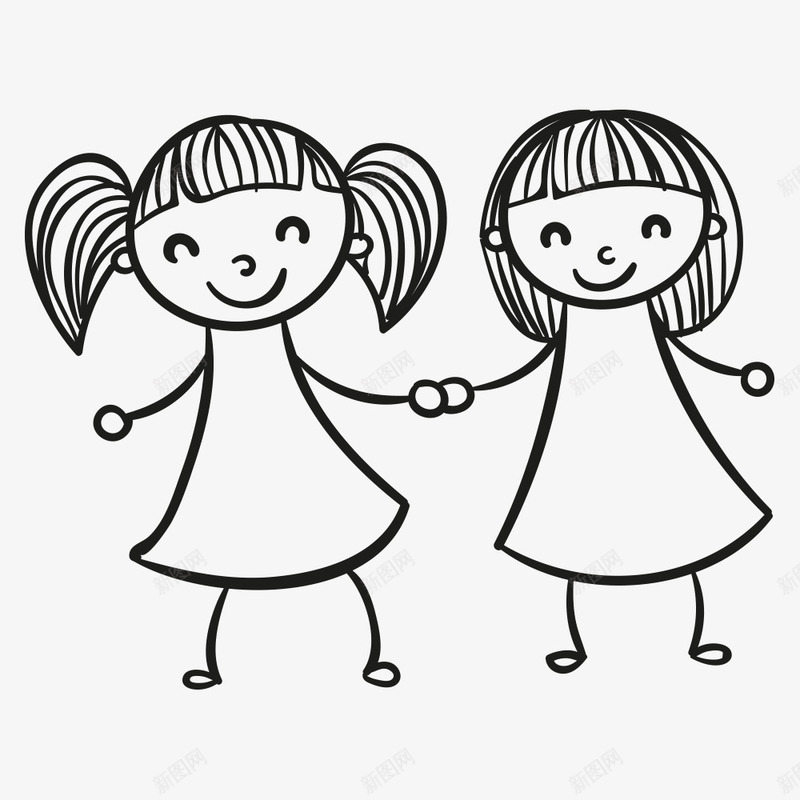 友好的小伙伴png免抠素材_新图网 https://ixintu.com 友情 女孩 孩子 小伙伴 小女孩 开心 手绘图