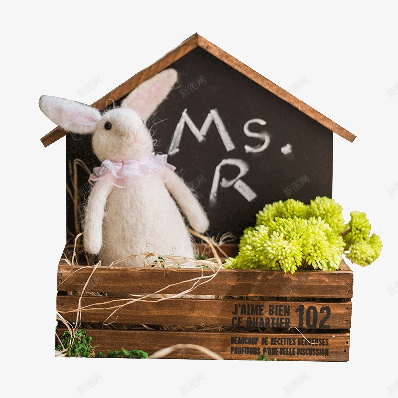 黑板房子花器png免抠素材_新图网 https://ixintu.com 木盒子花盆 花园多肉 花盒微景 观造景