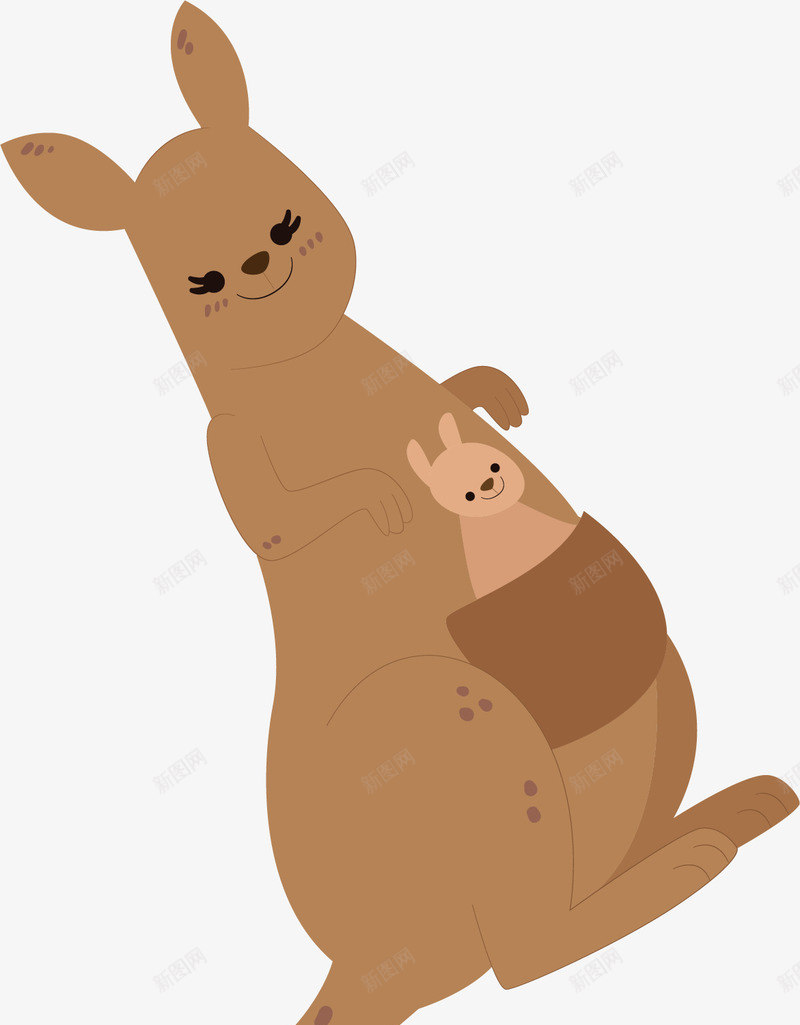 袋鼠妈妈和宝宝矢量图ai免抠素材_新图网 https://ixintu.com 人类朋友 动物 宠物 小动物 毛发 生命 生物 袋鼠 矢量图