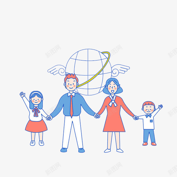 一家人手牵手png免抠素材_新图网 https://ixintu.com 亲情 卡通手绘 家庭 幸福时刻 照顾 照顾孩子 父母 陪伴 陪伴关怀