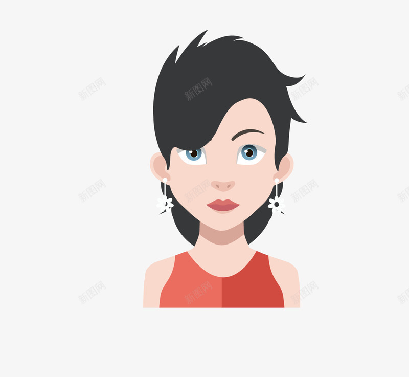 手绘带着耳环的女人头像png免抠素材_新图网 https://ixintu.com 卡通人物 卡通手绘 女人 女人头像 美女 装饰图