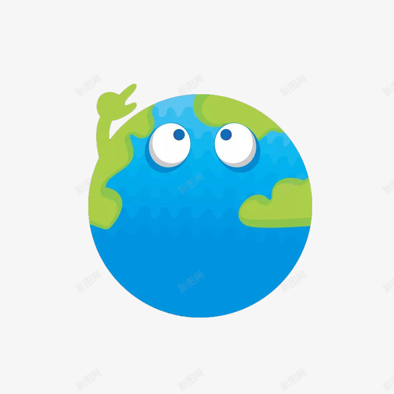 卡通地球png免抠素材_新图网 https://ixintu.com 卡通 圆形 地球 手指 手绘 眼睛 绿色 蓝色