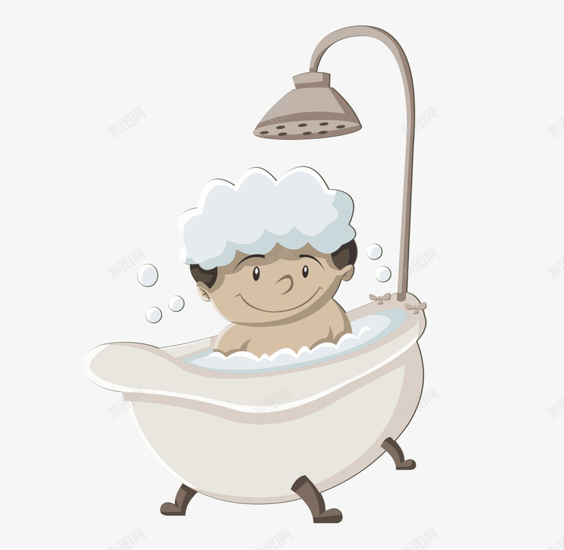 可爱的小男宝宝洗澡png免抠素材_新图网 https://ixintu.com 喷头 宝宝洗澡 泡澡 洗澡 澡盆 男宝宝