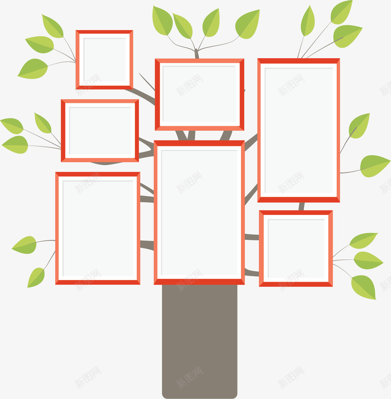 红色相框大树照片墙矢量图ai免抠素材_新图网 https://ixintu.com 大树照片墙 家庭树 家庭照片墙 照片墙 矢量png 红色相框 矢量图