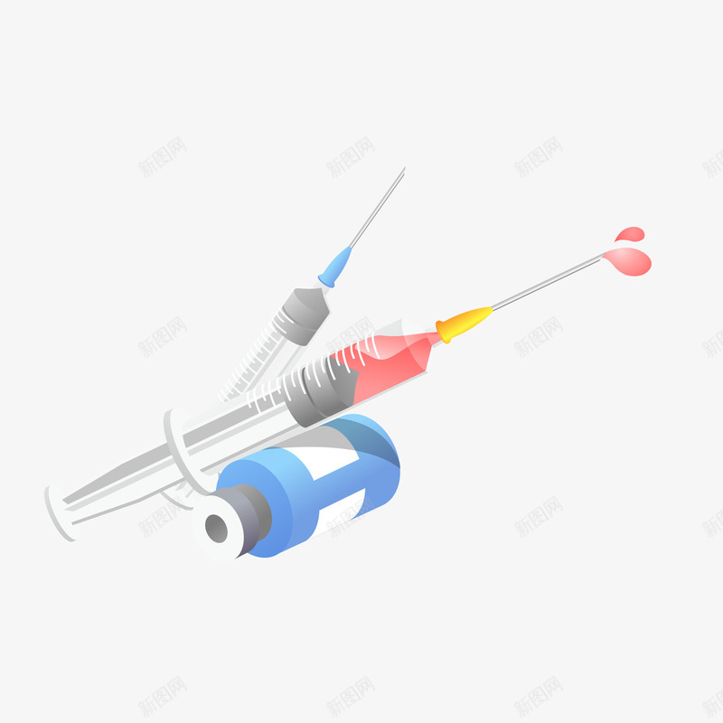 卡通医疗用品矢量图ai免抠素材_新图网 https://ixintu.com 医疗用品 医院 卡通 治疗 注射器 针筒 矢量图