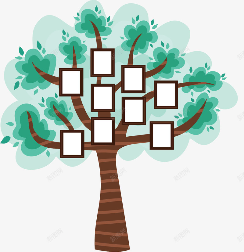 卡通大树相框照片墙矢量图ai免抠素材_新图网 https://ixintu.com 卡通照片墙 大树照片墙 照片墙 相框 矢量png 绿色大树 矢量图