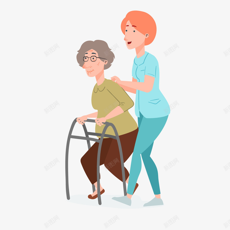 护理老人矢量图ai免抠素材_新图网 https://ixintu.com PNG免抠图下载 医院 护工 矢量图 老婆婆 老婆婆卡通 老龄化 装饰