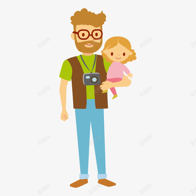 四眼父亲抱着可爱女儿矢量图ai免抠素材_新图网 https://ixintu.com 亲情 卡通形象 可爱 四眼 女儿 孩子 温馨 父亲 父亲和孩子 父亲节 童趣 矢量图