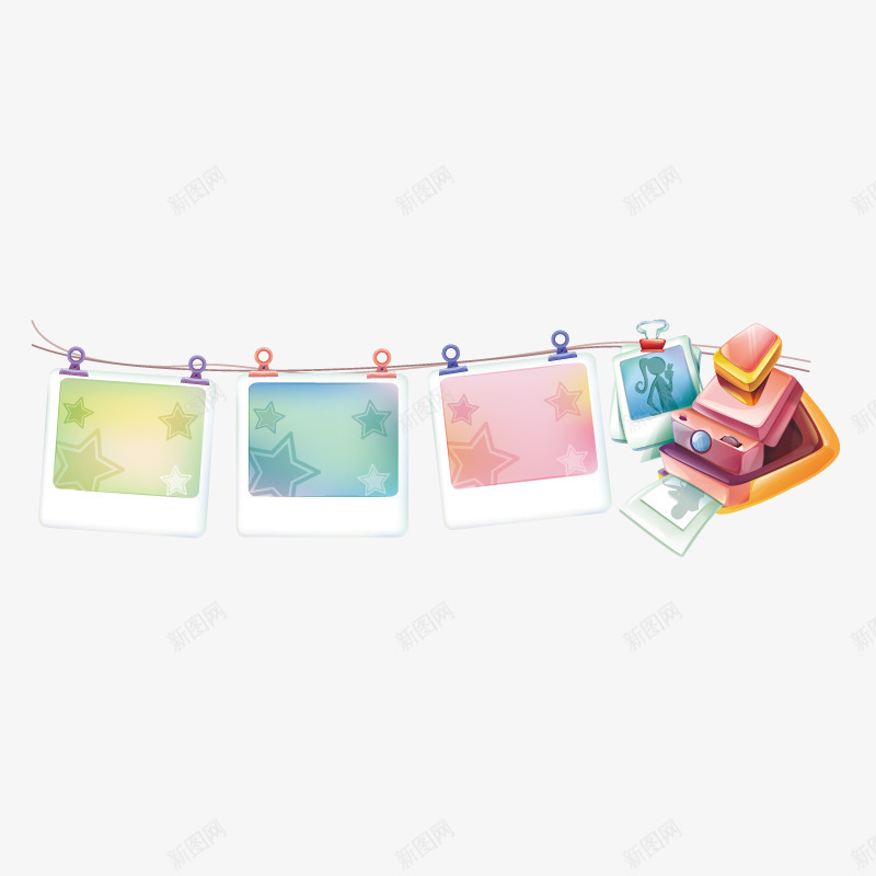 照片吊挂png免抠素材_新图网 https://ixintu.com 卡通 彩色 照片吊挂 相机
