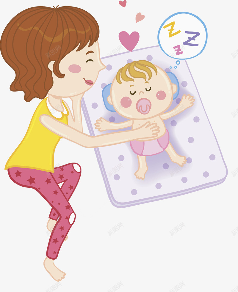 哄孩子睡觉png免抠素材_新图网 https://ixintu.com 人物画 卡通手绘 哄孩子睡觉 水彩画 肖像画 装饰图案