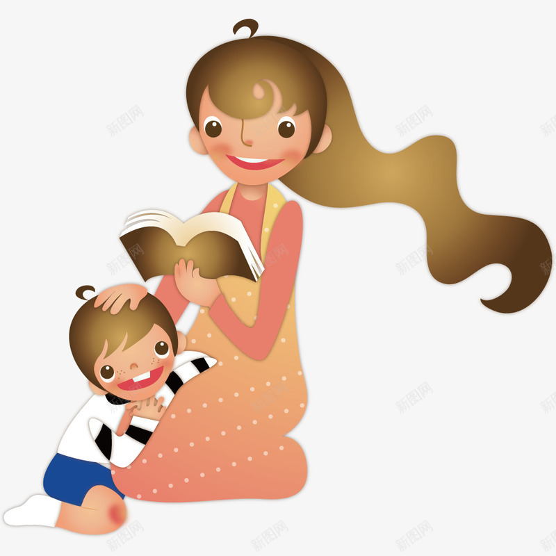 妈妈讲故事给孩子听矢量图ai免抠素材_新图网 https://ixintu.com 创意 孩子 家庭 手绘 故事 母亲的故事 矢量图
