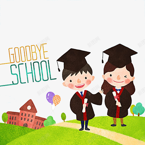 毕业的孩子png免抠素材_新图网 https://ixintu.com 卡通 可爱的 学位 学士服 学校 手绘 毕业 简笔 英文字