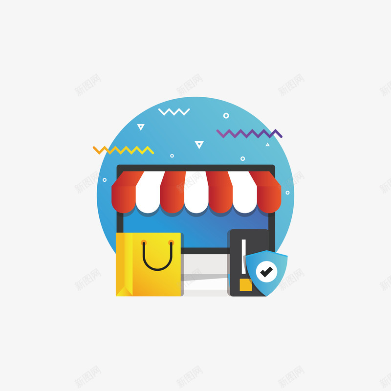 扁平化商店购物图标矢量图ai_新图网 https://ixintu.com 休闲购物 商务科技 商店 扁平商务 购物袋 金融 金融商务 矢量图