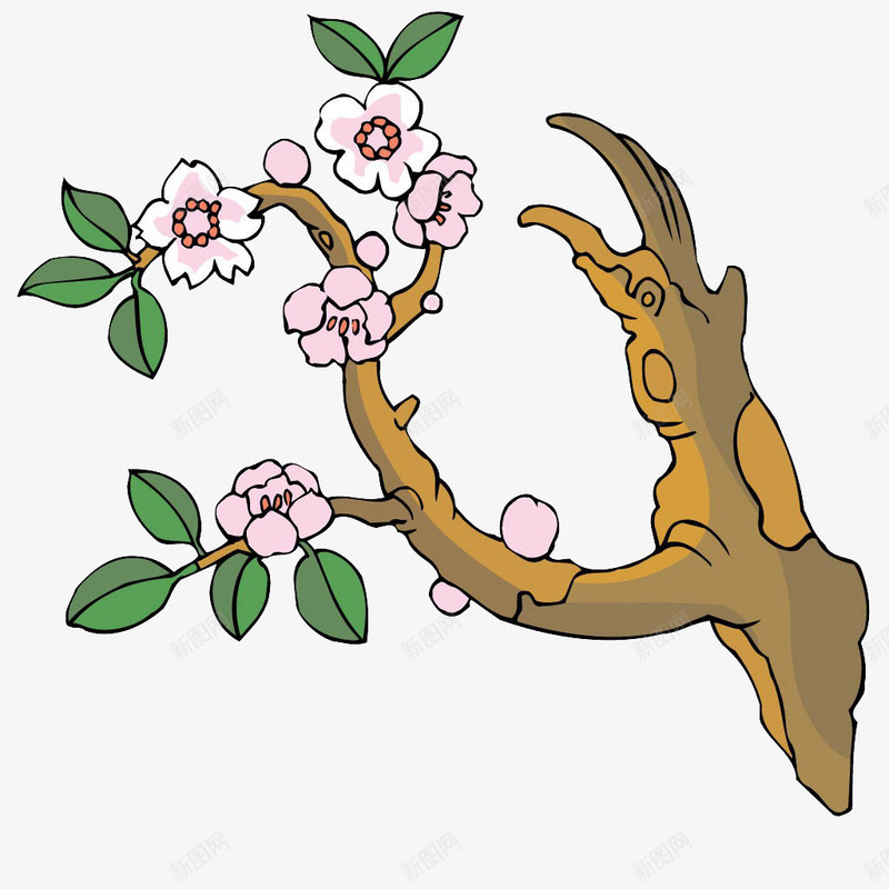 一株开得正好的桃花枝png免抠素材_新图网 https://ixintu.com 枝 桃花 背景 装饰