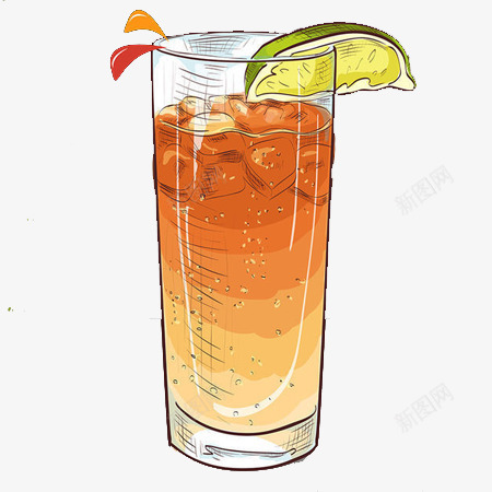 柠檬橘色果汁酒png免抠素材_新图网 https://ixintu.com 手绘 果酒 绿色果汁 薄荷