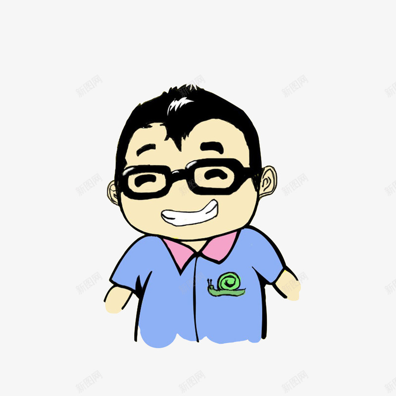 卡通带眼镜笑眯眯的男生png免抠素材_新图网 https://ixintu.com 卡通头像 卡通成人 笑嘻嘻男生 黑色镜框