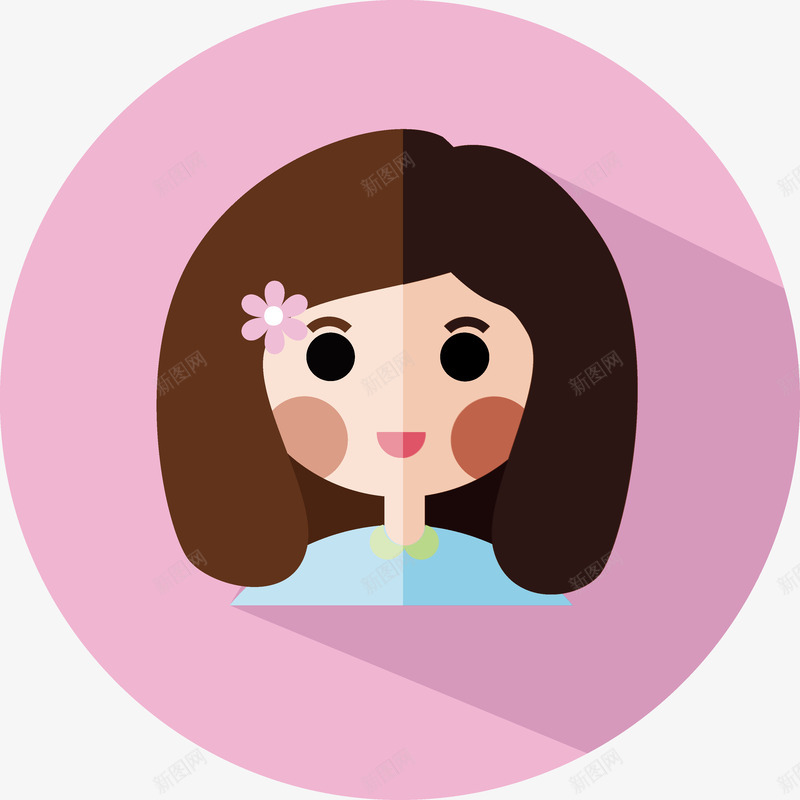 扁平女生头像图标png_新图网 https://ixintu.com 头像 女生 女生头像 扁平