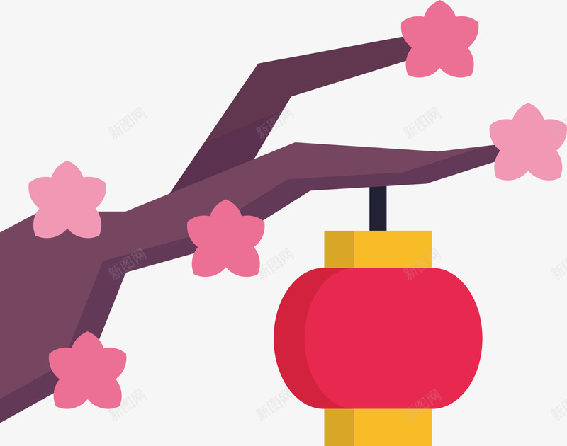 粉色梅花与红色灯笼矢量图eps免抠素材_新图网 https://ixintu.com 喜庆 梅花 灯笼 矢量梅花 矢量灯笼 红色 红色灯笼 过年 矢量图