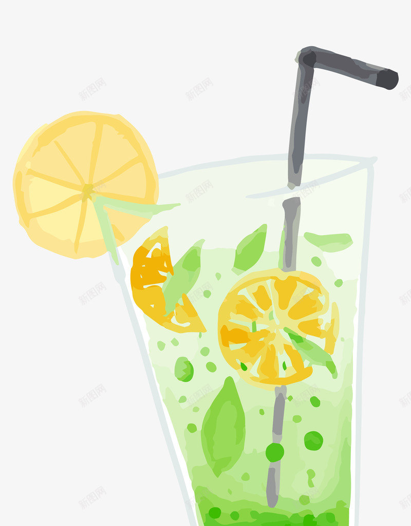 手绘柠檬果汁png免抠素材_新图网 https://ixintu.com 免抠图 抠图 插画 果汁 柠檬果汁 装饰图