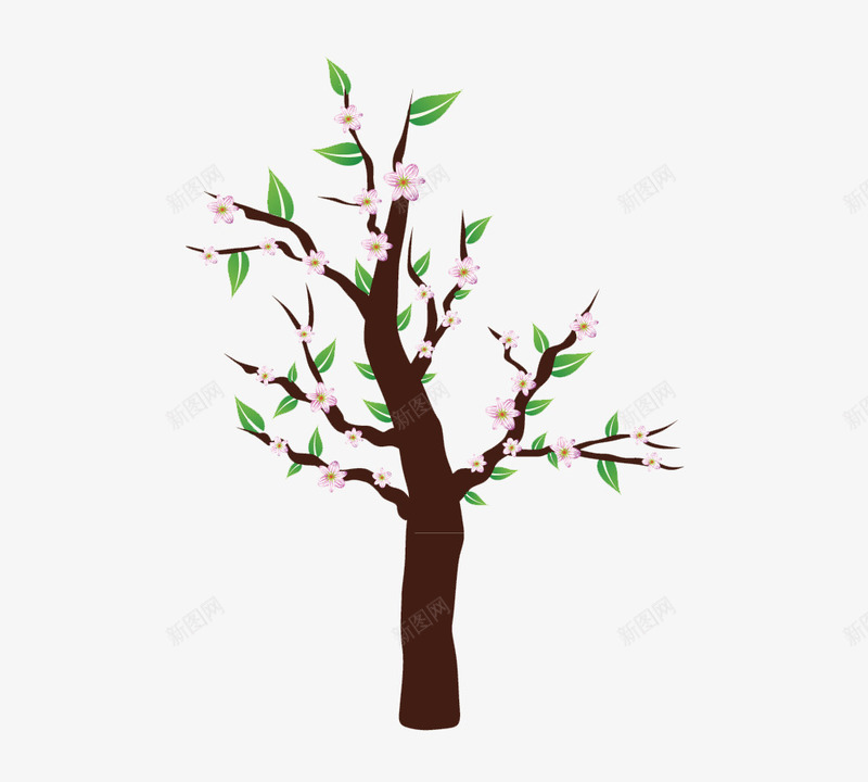 桃花树树木png免抠素材_新图网 https://ixintu.com 树木 桃花 桃花树 植物 花枝