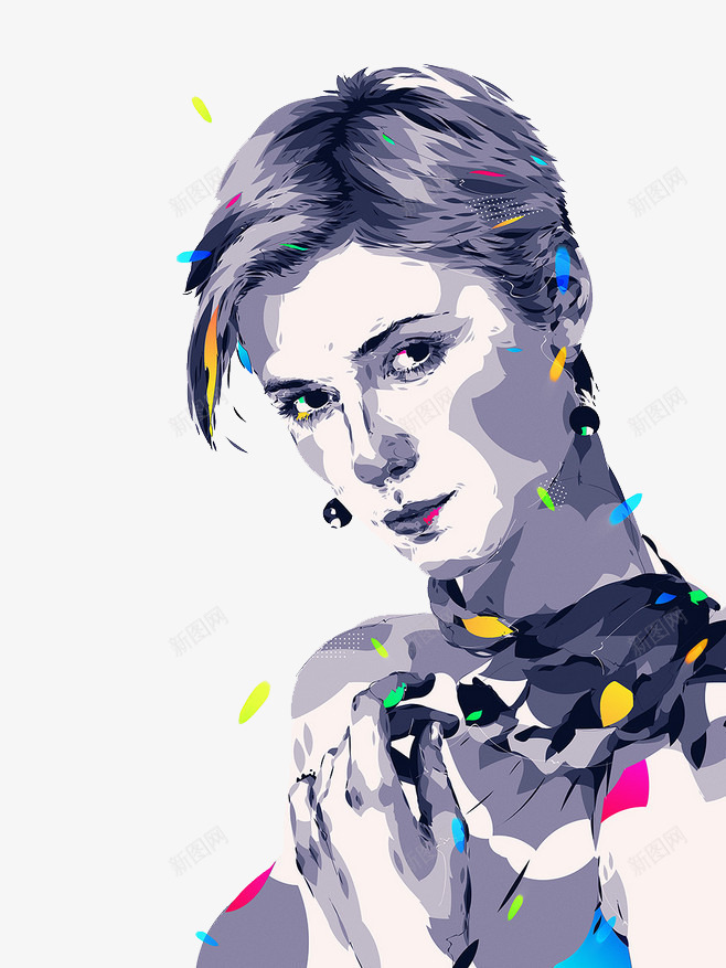 女士油画png免抠素材_新图网 https://ixintu.com 女士头像 油画 飘带