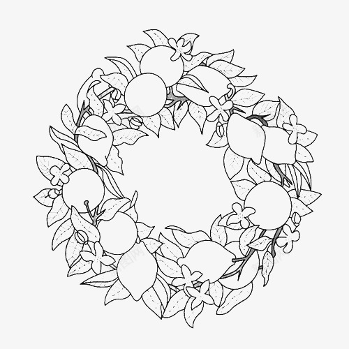 柠檬花环柠檬简笔画图标png_新图网 https://ixintu.com 半个柠檬 柠檬汁 柠檬片 柠檬简笔画 柠檬花环 食物 黑白