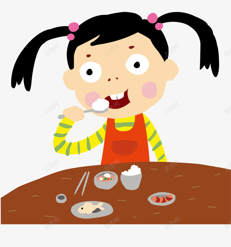吃饭的孩子矢量图ai免抠素材_新图网 https://ixintu.com 可爱 吃饭 矢量素材 食品 食物 矢量图