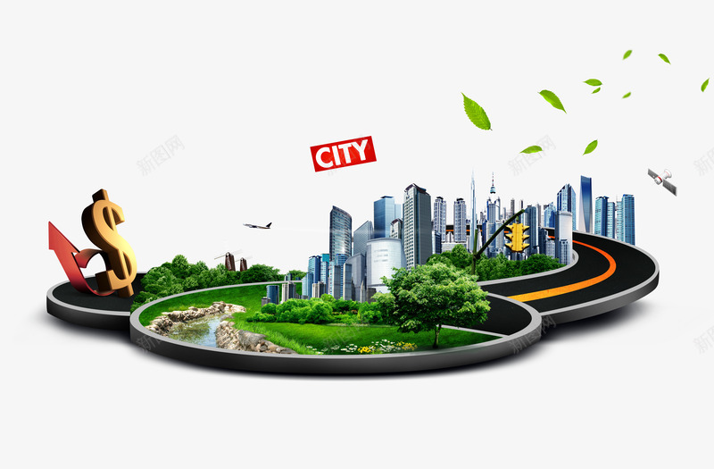 房地产png免抠素材_新图网 https://ixintu.com 地产 城市 房地产 房子 现代 金钱