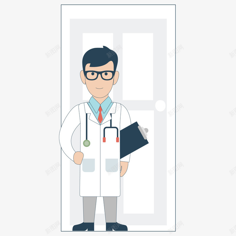 站在门口的医生人物矢量图ai免抠素材_新图网 https://ixintu.com 人物设计 医生 医院 卡通 就诊 扁平化 门口 矢量图