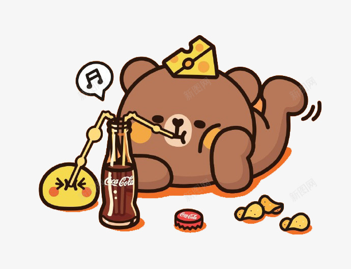 喝可乐的小熊png免抠素材_新图网 https://ixintu.com 可乐 小熊 汽水 饮料