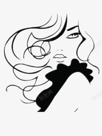 手绘女人头像图标png_新图网 https://ixintu.com 女人 手绘 黑色