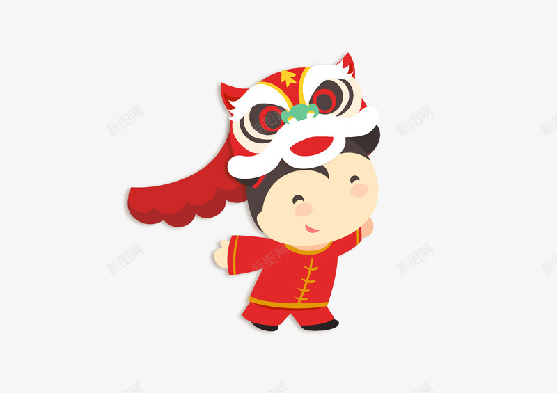 福娃舞狮子png免抠素材_新图网 https://ixintu.com 300像素图 PS图免抠 大图免抠 舞狮子 过年 高清免抠
