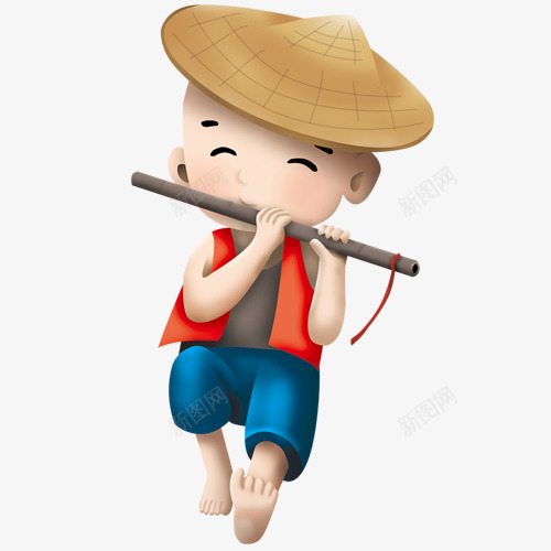 彩色扁平化吹笛子卡通插画psd免抠素材_新图网 https://ixintu.com 卡通 吹笛子 彩色 扁平化 手指 插画 牧童 纹理
