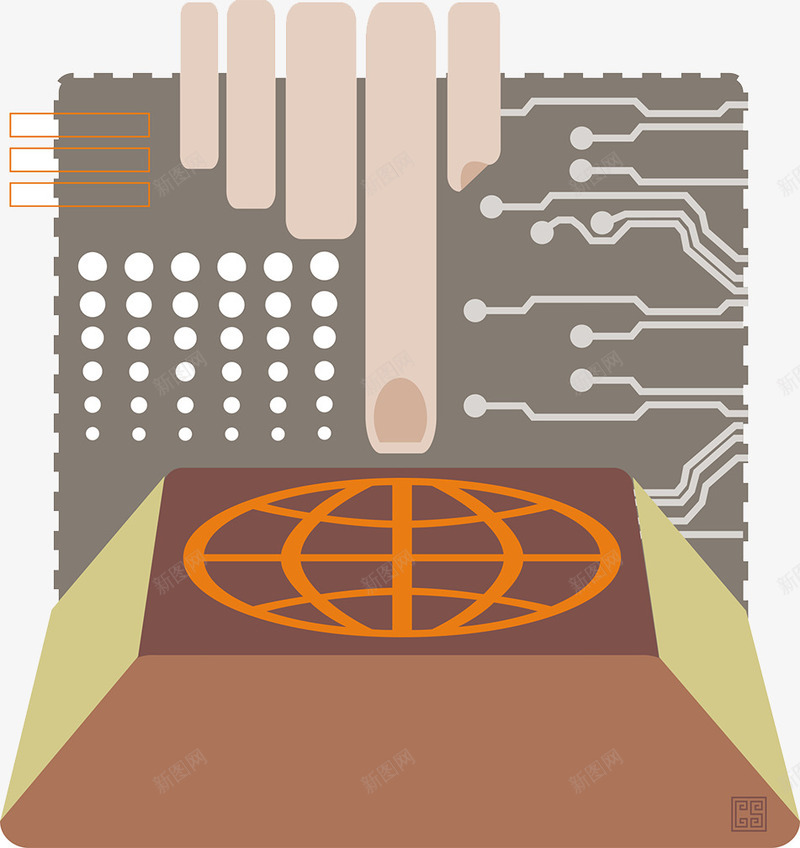 电路板插画png免抠素材_新图网 https://ixintu.com 手指 插画 电子元器件 电路板