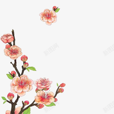 水彩红色花朵花枝植物png免抠素材_新图网 https://ixintu.com 植物 水彩 素材 红色 花朵 花枝