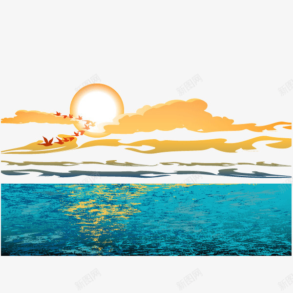 夏日海浪夕阳背景装饰png免抠素材_新图网 https://ixintu.com 倒影 夏日背景装饰 夕阳 晚霞 沙滩 海 海浪 简约 落日