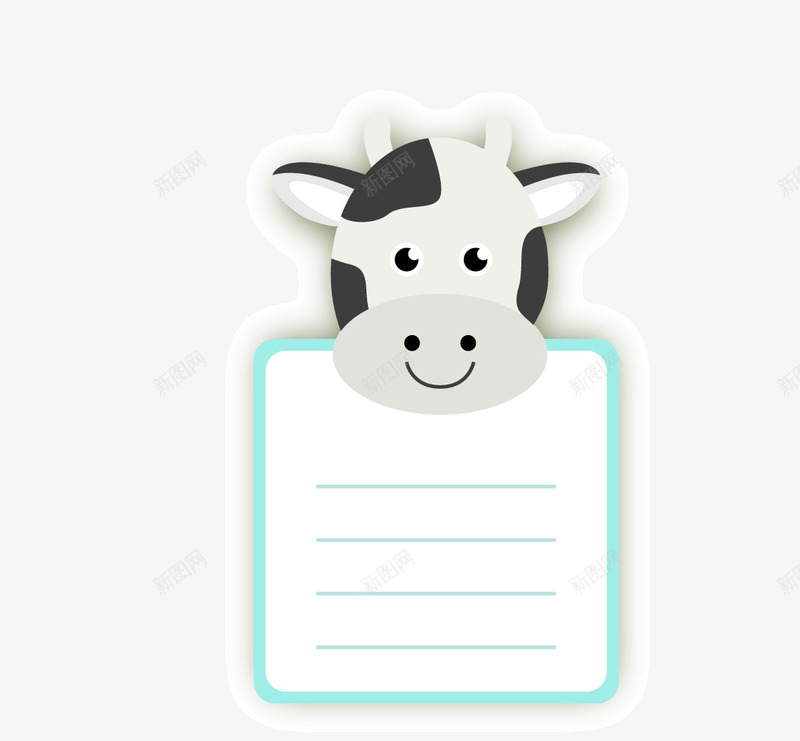 奶牛卡通动物头像便签纸矢量图eps免抠素材_新图网 https://ixintu.com 动物卡通 卡通动物 头像 奶牛 矢量图