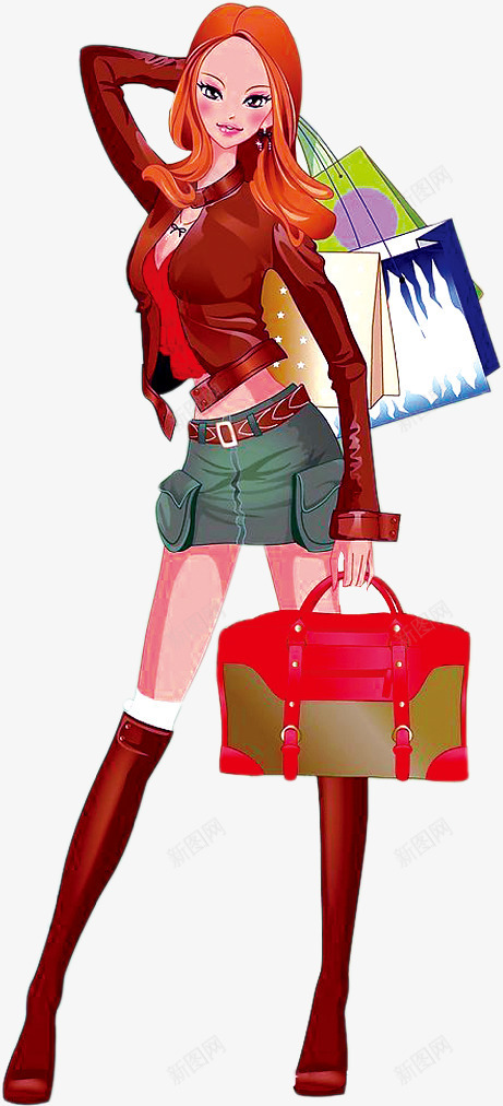 卡通购物美女购物节png免抠素材_新图网 https://ixintu.com 卡通 美女 购物