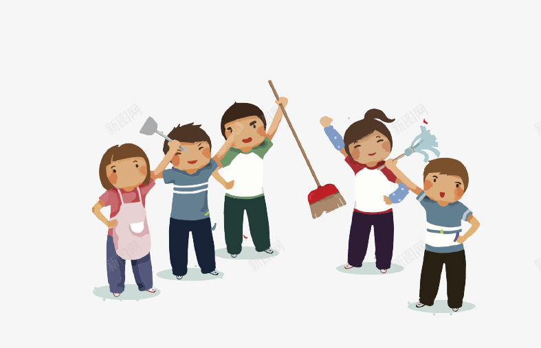 卡通手绘儿童劳动插画png免抠素材_新图网 https://ixintu.com 儿童 劳动 卡通手绘 孩子 打扫卫生 扫把 插画