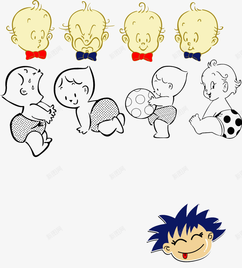 不同形态的卡通可爱婴儿png免抠素材_新图网 https://ixintu.com 卡通 可爱 婴儿 小孩子