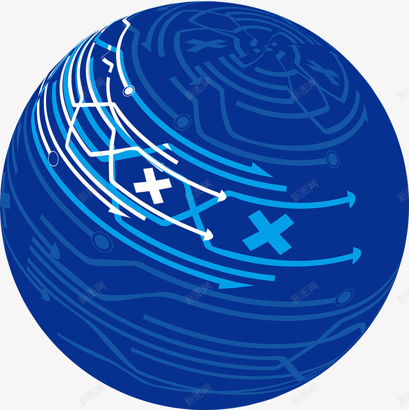 现代蓝色科技元素png免抠素材_新图网 https://ixintu.com 互联网 全球 现代 科技 蓝色