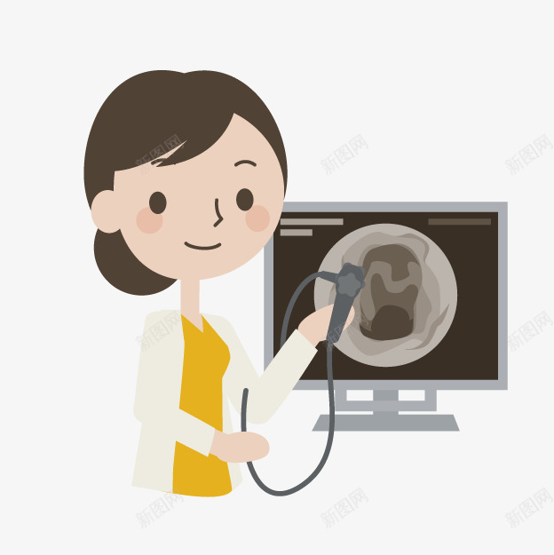 卡通喉咙检查png免抠素材_新图网 https://ixintu.com 内科医生 内科检查 卡通医院 卡通检查 喉咙检查