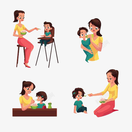 妈妈喂宝宝吃饭png免抠素材_新图网 https://ixintu.com 卡通 可爱 吃饭 喂饭 妈妈 妈妈喂饭 手绘 美味 饭菜