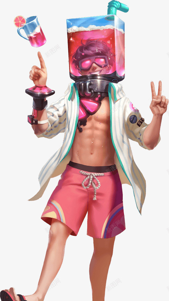 粉色饮料中的男人动漫游戏png免抠素材_新图网 https://ixintu.com 游戏 男人 粉色 饮料