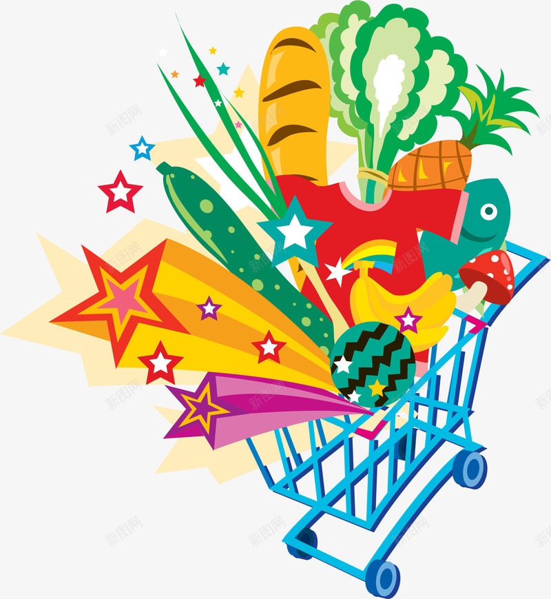 手绘购物车商品图案矢量图ai免抠素材_新图网 https://ixintu.com 商品图案 手绘 购物车 矢量图