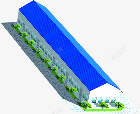 蓝色现代厂房建筑png免抠素材_新图网 https://ixintu.com 厂房 建筑 现代 蓝色