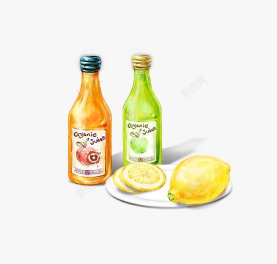 柠檬psd免抠素材_新图网 https://ixintu.com 两片柠檬 橙汁 苹果汁