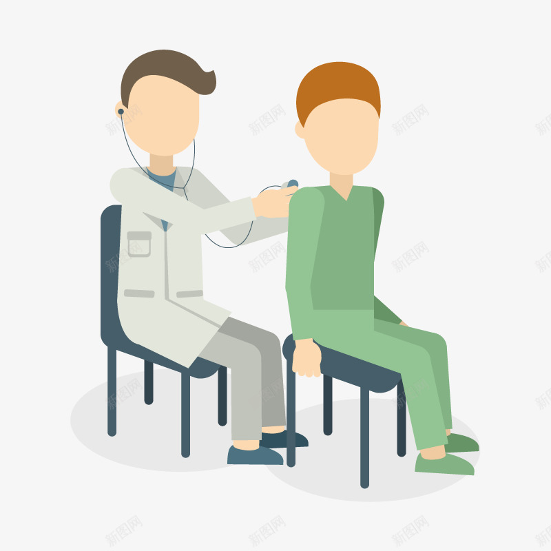 检查身体png免抠素材_新图网 https://ixintu.com 医疗场景 医院 听诊器 矢量医生护士