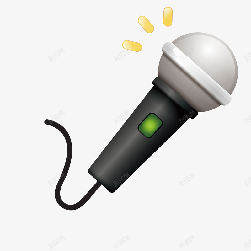 黑色话筒png免抠素材_新图网 https://ixintu.com 卡通 声音 扩音 按钮 数据线 话筒 黑色
